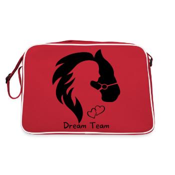 Cheval avec fille - Sac Retro - rouge/blanc - Dos