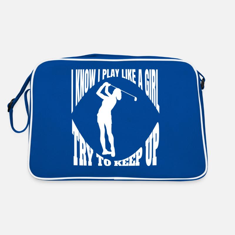 Golfspielerin Golfschläger Golf Mädchen Golfball Retro Tasche