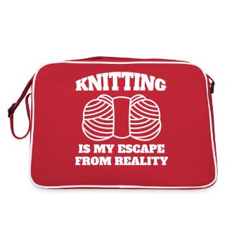 Tricot Cadeau Crochet Fille Couturière Couturière - Sac Retro - rouge/blanc - Dos