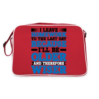 I Leave Homework To The Last Day - Retro Bag - red/white - Back
