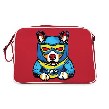 Chien super-héros dans un style pop-up - AI Art - Sac Retro - rouge/blanc - Dos