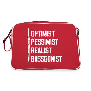 Optimist Pessimist Realist Bassoonist - Retro Bag - red/white - Back