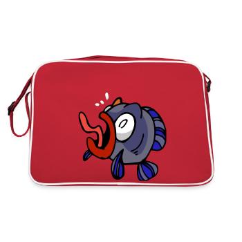 Poisson Pêcheur Idée Cadeau Mer - Sac Retro - rouge/blanc - Dos