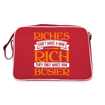 REICHTUM MACHT EINEN MENSCHEN NICHT REICH, ER MACHT IHN NUR REICH - Retro Tasche - Rot/Weiß - Hinten