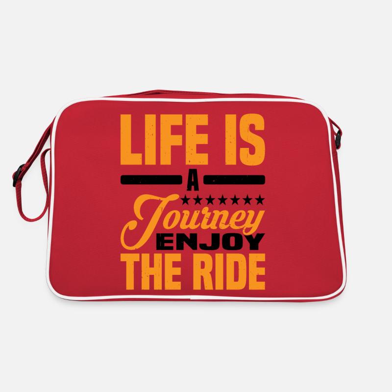 Life Is A Journey, Enjoy The Ride 2 - Retro Tasche - Rot/Weiß