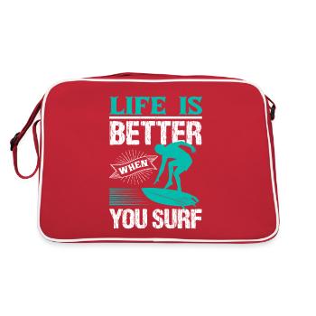 LIFE IS BETTER WHE YOU SURF - Retro Bag - red/white - Back