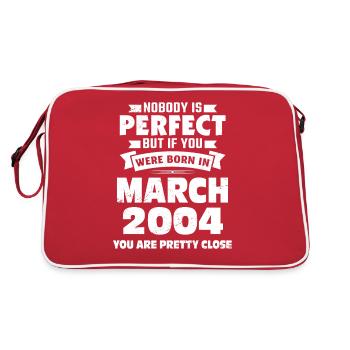 19. Geburtstag März Jahrgang 2004 Geschenkidee - Retro Tasche - Rot/Weiß - Hinten