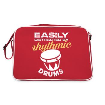 easily distracted by rhythmic drums Design - Retro Tasche - Rot/Weiß - Hinten