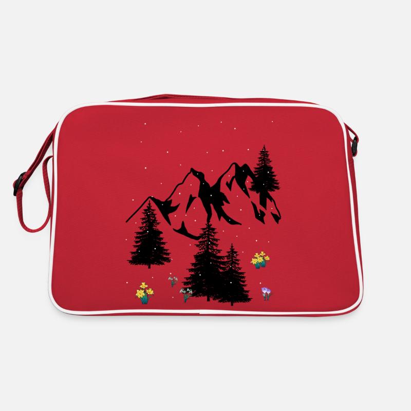 Mountains Alps Snow Spring Flowers Flora Mountains Retro Bag