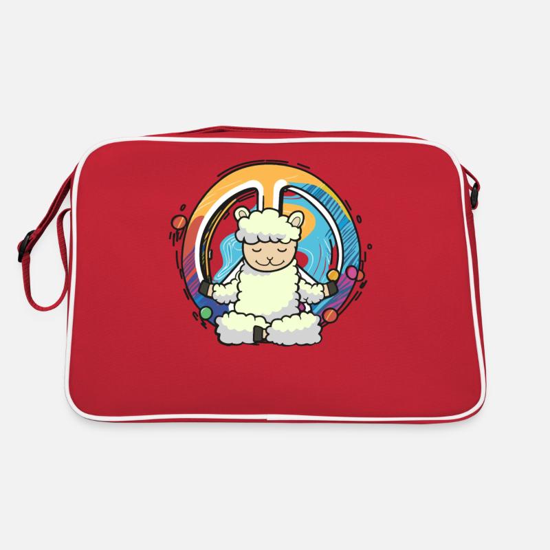 Hippie Schaf Friedenszeichen Yoga Lamm Hippies Cool Retro Tasche