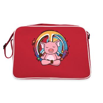 Hippie Cochon Signe de la Paix Yoga Cool Porc Funny Yoga - Sac Retro - rouge/blanc - Dos