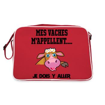 Mes vaches m'appellent je dois y aller - Sac Retro - rouge/blanc - Dos