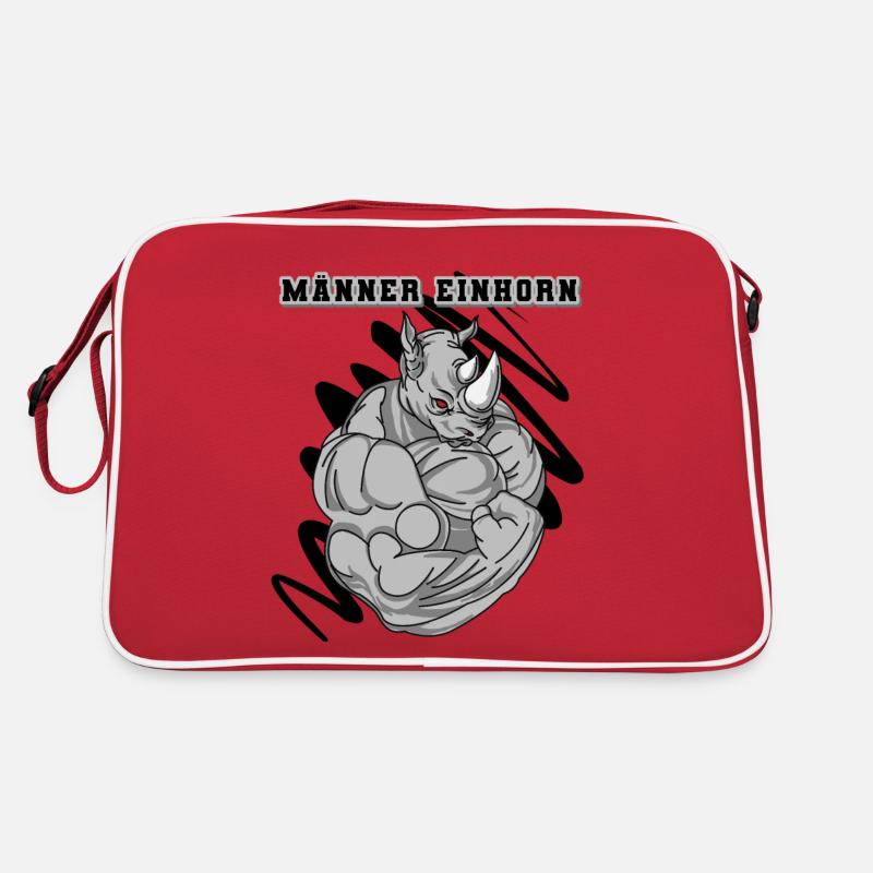 Muskulöses Männer Einhorn Retro Tasche