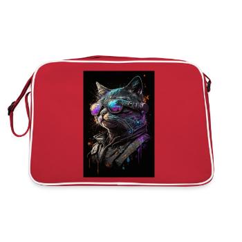 Chat motard cool - Sac Retro - rouge/blanc - Dos