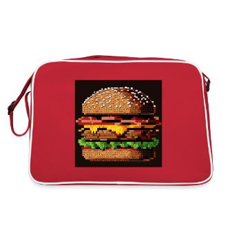 Burger 8 bits, Pixel Art - Sac Retro - rouge/blanc - Dos