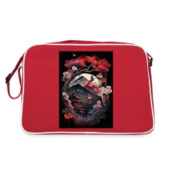 Japanese Temple in the Mountains - Retro Bag - red/white - Back