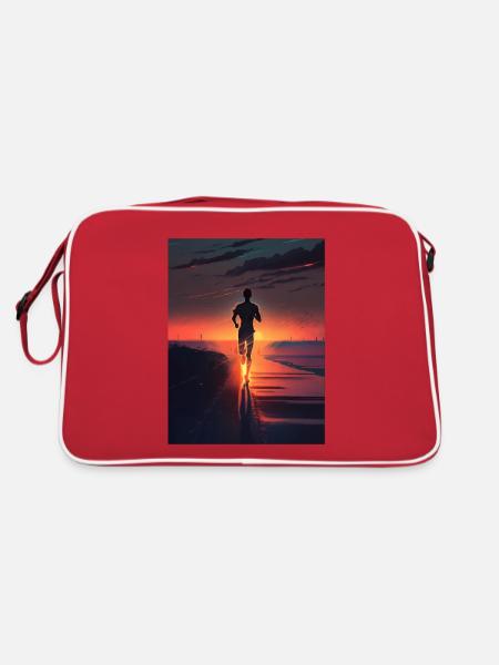 Coureur au coucher du soleil - Sac Retro - rouge/blanc - Dos