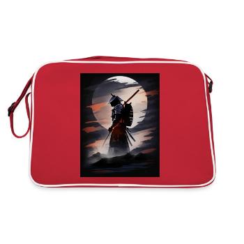 Japanischer Samurai-Krieger bei Nacht - Retro Tasche - Rot/Weiß - Hinten
