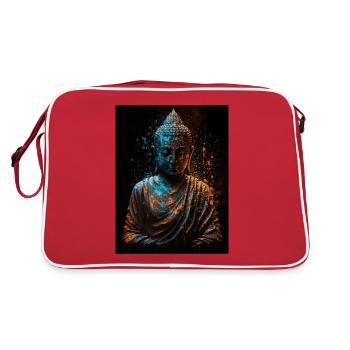 Statue abstraite paisible de Bouddha - Sac Retro - rouge/blanc - Dos