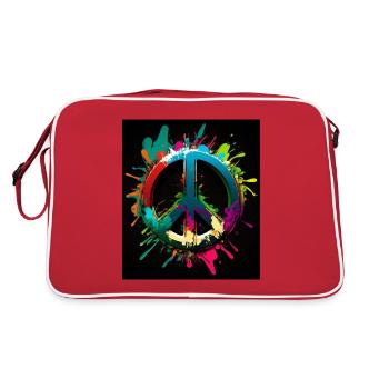 Abstraktes Friedenssymbol - Retro Tasche - Rot/Weiß - Hinten