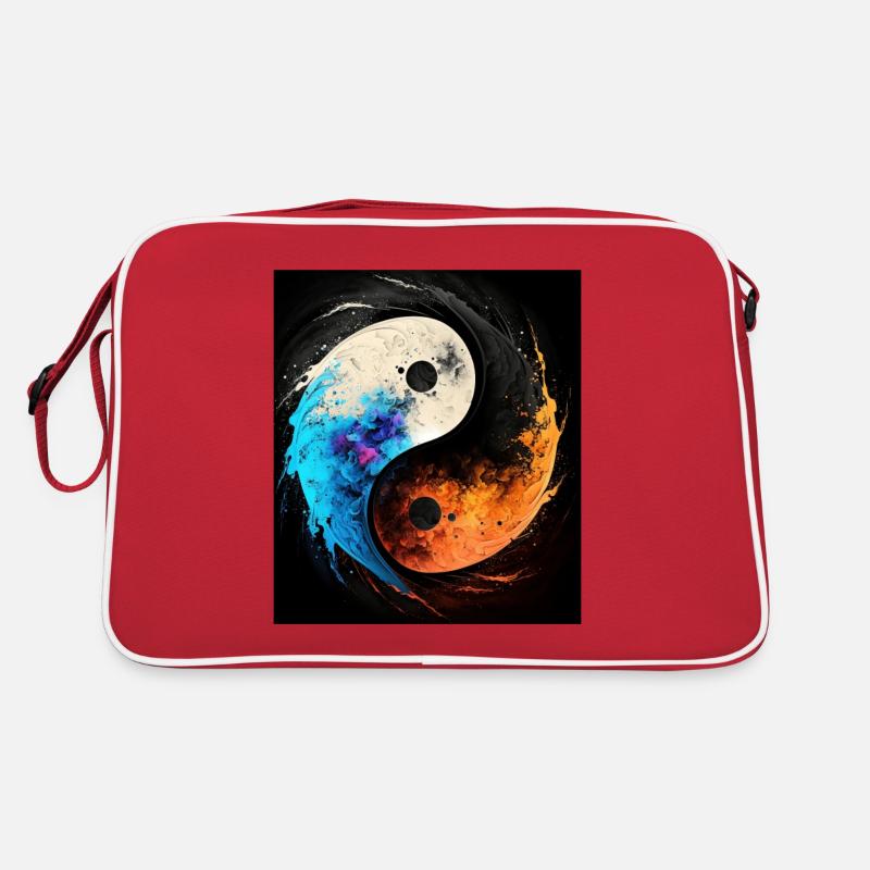 Abstraktes Yin- und Yang-Symbol - Retro Tasche - Rot/Weiß
