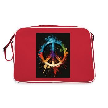 Buntes Friedenssymbol - Retro Tasche - Rot/Weiß - Hinten