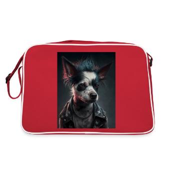 Chien punk rebelle - Sac Retro - rouge/blanc - Dos