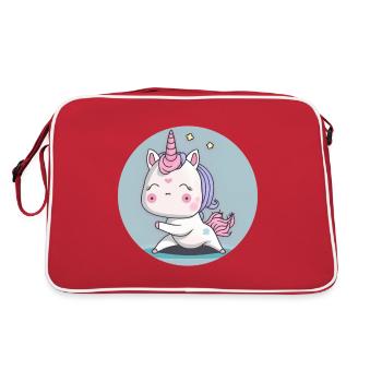 Chibi Yoga Unicorn - Retro Bag - red/white - Back