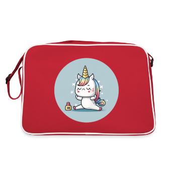 Adorable Yoga Unicorn - Retro Bag - red/white - Back