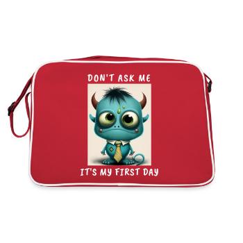 First Day At Work Funny Monster Design - Retro Bag - red/white - Back