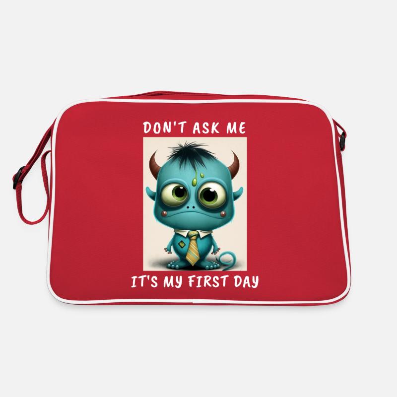 First Day At Work Funny Monster Design Retro Bag