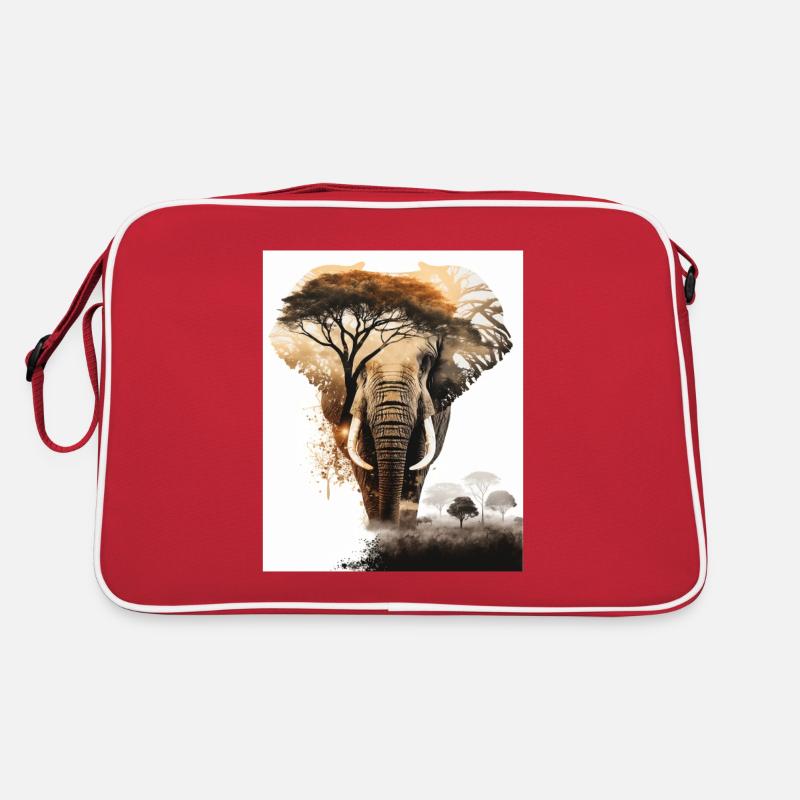 Double exposition éléphant et savane Sac Retro