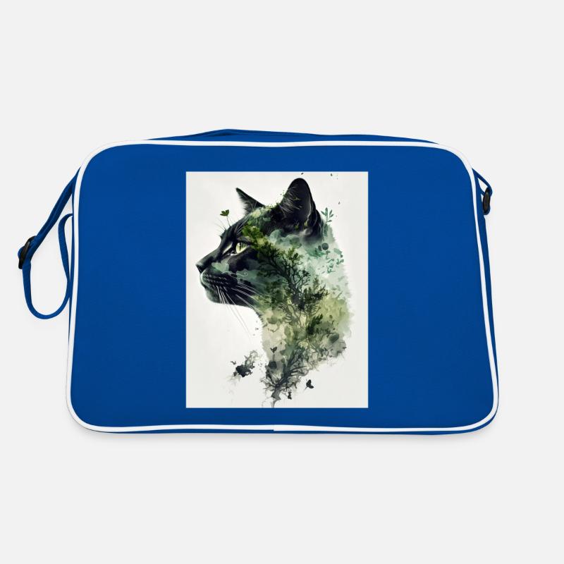 Chat et forêt à double exposition Sac Retro