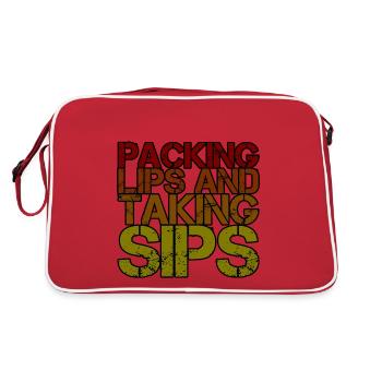 packing lips and taking sips 4 - Retro Bag - red/white - Back