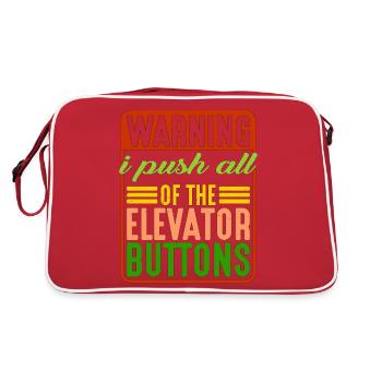 Warning I Push All Of The Elevator Buttons 7 - Retro Bag - red/white - Back