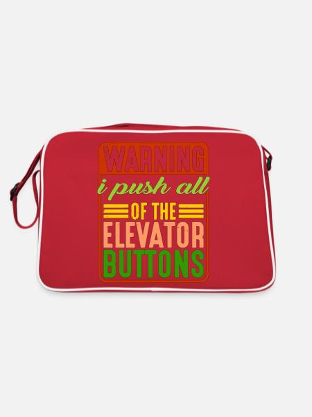 Warning I Push All Of The Elevator Buttons 7 - Retro Bag - red/white - Back