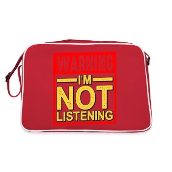 Warning I'm Not Listening 27 - Retro Tasche - Rot/Weiß - Hinten