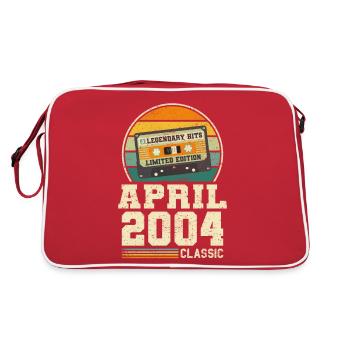19. Geburtstag April Jahrgang 2004 Geschenkidee - Retro Tasche - Rot/Weiß - Hinten