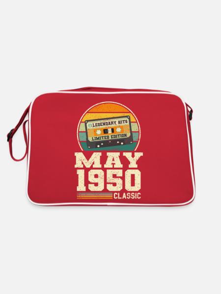 73e anniversaire Mai Né en 1950 Idée cadeau - Sac Retro - rouge/blanc - Dos