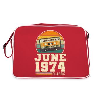 49th Birthday June 1974 Gift Idea - Retro Bag - red/white - Back