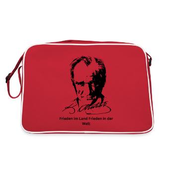 Frieden im Land Frieden in der Welt - Retro Tasche - Rot/Weiß - Hinten