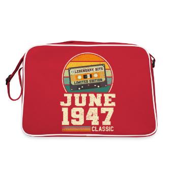 76e anniversaire Juin Né en 1947 Idée cadeau - Sac Retro - rouge/blanc - Dos