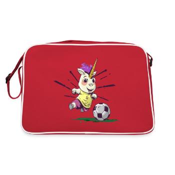 Cute and cool soccer playing unicorn - Retro Bag - red/white - Back