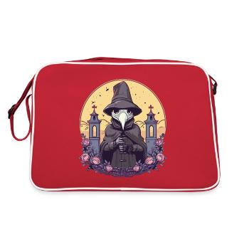 Pastel Goth Plague Doctor, Plague Doctor Kawaii - Retro Bag - red/white - Back
