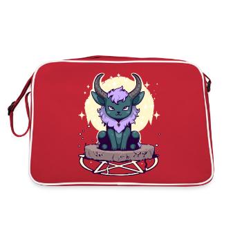 Pastell Goth Kawaii niedlich Tod Sensenmann - Retro Tasche - Rot/Weiß - Hinten
