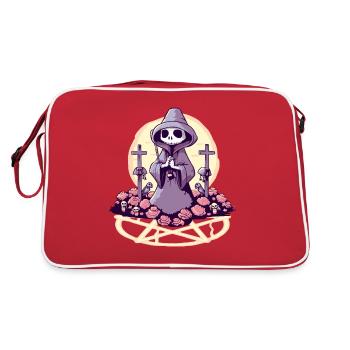 Pastell Goth Kawaii niedlicher Tod Sensenmann - Retro Tasche - Rot/Weiß - Hinten