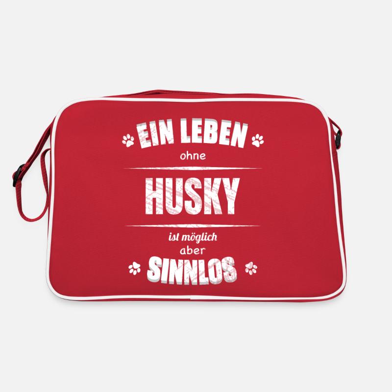 Ein Leben ohne Hund ist Sinnlos - Husky - Retro Tasche - Rot/Weiß