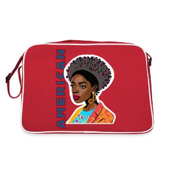 Black lady with American lettering - Retro Bag - red/white - Back