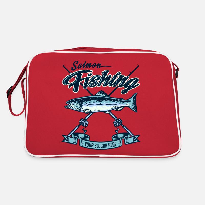 Lachsfischen - Retro Tasche - Rot/Weiß