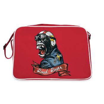 Road-Rager-Slogan mit Gorilla - Retro Tasche - Rot/Weiß - Hinten